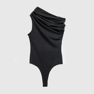 Entire Studios Pillar Bodysuit One Shoulder Draped Top Pollution M